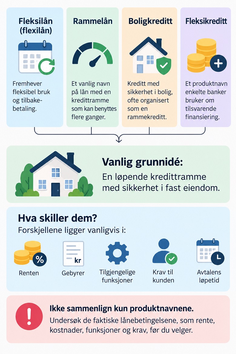 Fleksilån, rammelån og boligkreditt – hva er forskjellen?